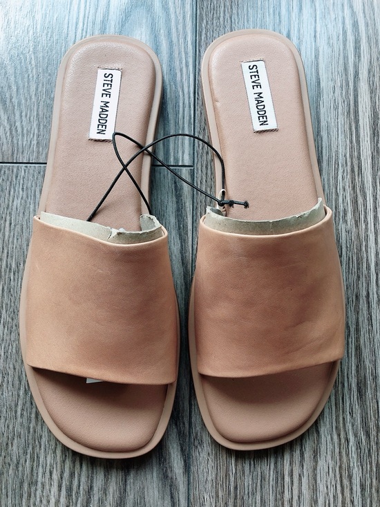 Steve Madden Shoes - Steve Madden Leather Slide Mules Tan women’s sandals size 11